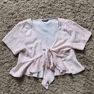 Pink tie front top